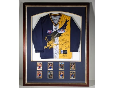FRAMED SIGNED WEST COAST EAGLES 2003 ERA LONG SLEE...