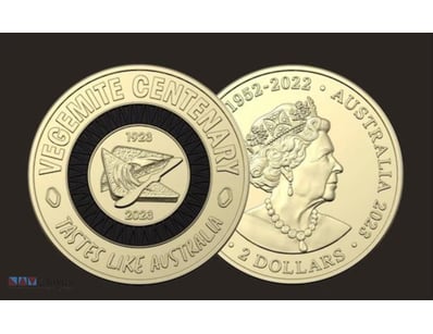 2023 $2 COIN VEGEMITE BLACK COLOURED COIN TASTE LI...