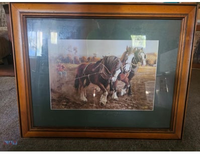 Framed Print, "Clydesdales Plowing" by Peter Hill
...
