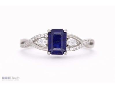 NATURAL SRI LANKAN SAPPHIRE RING ON 925 SILVER - W...