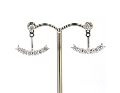 14K WHITE GOLD AND DIAMOND, MULTI-WARE EARRINGS.  ...
