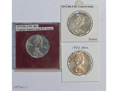 RARE TRIO 50C 1970; 1971; 1972 ON BOX/FOLDER  

Co...