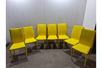 Yellow Upholstered Dining Chairs (x7) <br