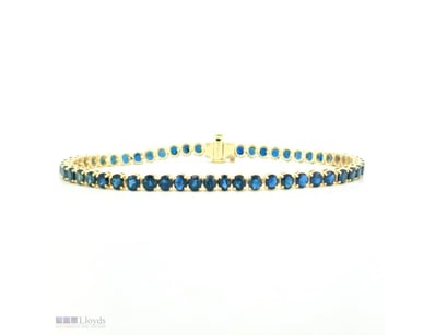 9CT YELLOW GOLD CEYLON SAPPHIRE LINE BRACELET     ...