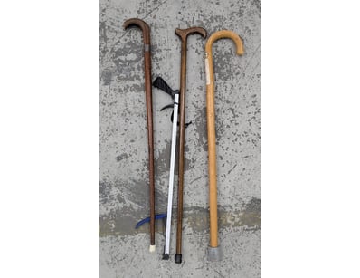 Lot of three walking canes/walking sticks featurin...
