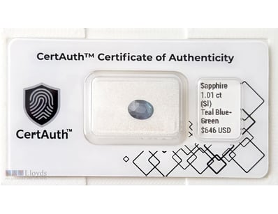 CERTIFIED 1.01CT NATURAL TEAL SAPPHIRE (CORUNDUM) ...