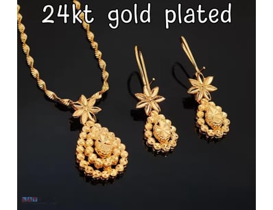 24KT GOLD PLATED DUBAI DESIGN NECKLACE AND EARRING...