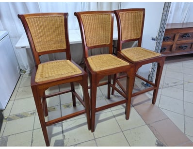 X3 Chairs, Timber & Rattan Style, Natural Finish ...