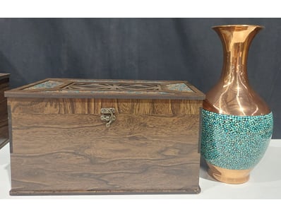 PERSIAN FIROOZEH KOOBI (TURQUOISE INLAY) PEDESTAL ...