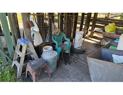 Farming equipment and items, including metal bucke...