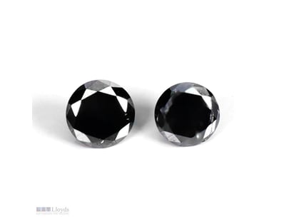 NATURAL 0.26CT ROUND FACET JET BLACK DIAMOND PAIR ...