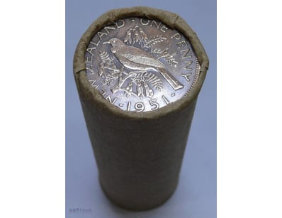 ROLL OF 1951 KGVI, NEW ZEALAND PENNY (50X CIRCULAT...