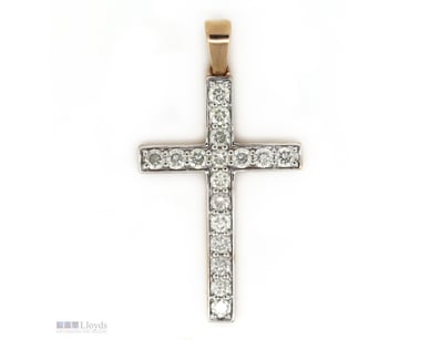 14K ROSE GOLD, 1.02CT TDW DIAMOND, CROSS PENDANT. ...