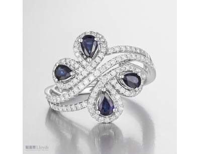 14CT WHITE GOLD AUSTRALIAN SAPPHIRE AND DIAMOND CO...