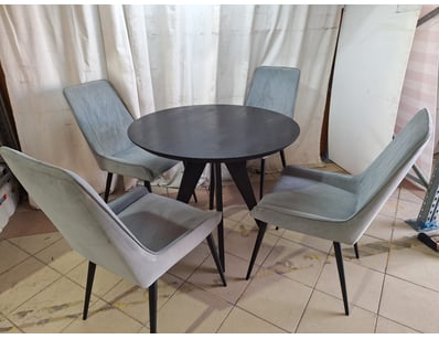 round dining set comprising one black wood-effect ...