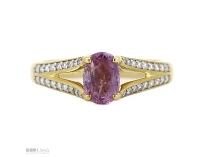 14K WHITE GOLD, 1.00CT PINK CEYLON SAPPHIRE AND DI...