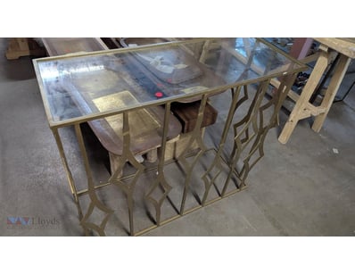 Contemporary brass Colored, framed hall table with...