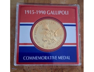 1915 - 1990 GALLIPOLI COMMEMORATIVE MEDAL 75TH ANN...