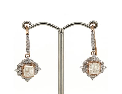 14K ROSE GOLD AND DIAMOND, VINTAGE INSPIRED DROP E...