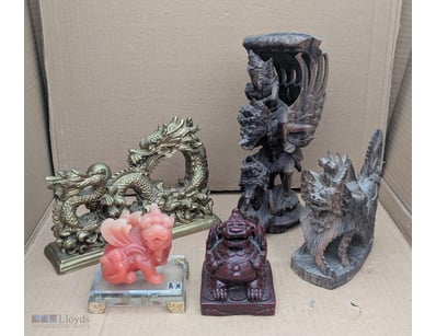 STATUE FIGURINES OF MYSTICAL CREATURES, DRAGON, GA...