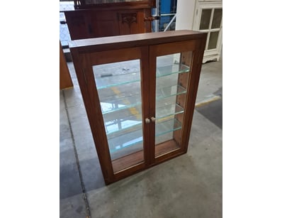 Display cabinet, Stained Timber style, four glass ...