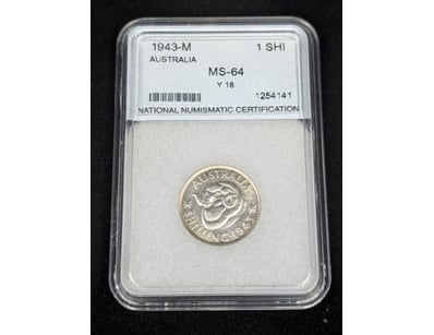 1943 MS-64 AUSTRALIAN SHILLING COIN

583110+8
...