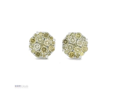 9CT WHITE GOLD FANCY CHAMPAGNE BROWN DIAMOMND CLUS...