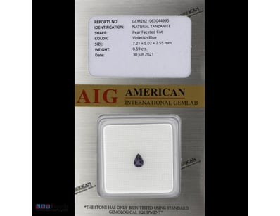 0.59CT NATURAL TANZANITE, PEAR FACETED CUT     

V...