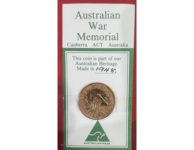 1948 AUSTRALIA KGV ONE PENNY UNC-AUSTRALIAN WAR ME...