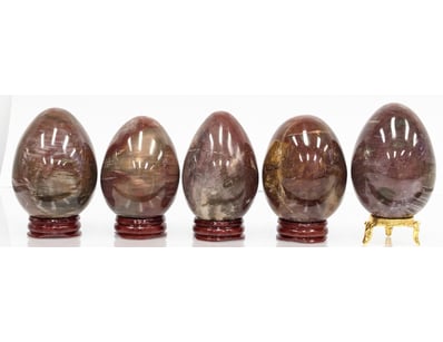 PETRIFIED WOOD EGGS WITH STANDS, QTY 5

Dimensio...