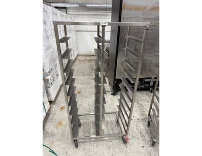RRP: $1,500. CUSTOM 18 TRAY SERVICE TROLLEY, CAPAC...