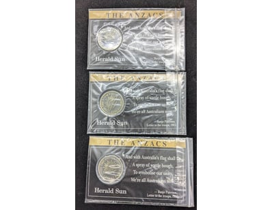 THREE ANZACS COMMEMORATIVE COIN COLLECTION - HERAL...
