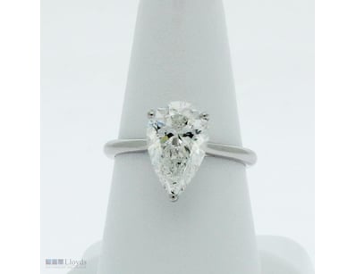 3.02 CARATS PEAR PLATINUM DIAMOND SOLITAIRE RING I...