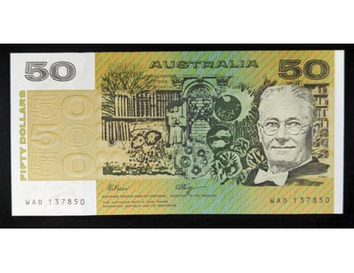 AUSTRALIAN FIFTY DOLLAR BANKNOTES SIGNED BY FRASER...