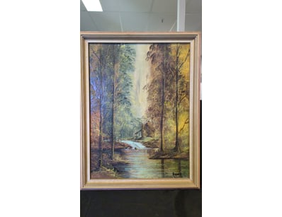 "TALL TREES" LANDSCAPE OIL PAINTING WITH WOODEN FR...
