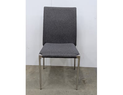 Dining chair, silver coloured metal frame with dar...