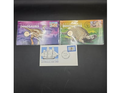 2022 AUSTRALIAN DINOSAUR $1 COINS POSTAL COVERS AN...
