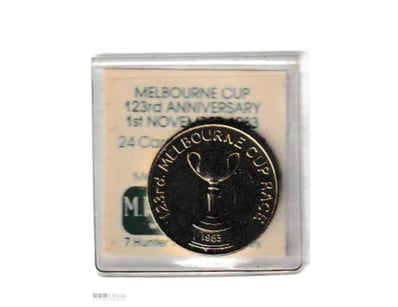123RD MELBOURNE CUP ANNIVERSARY 24CT GOLD PLATED M...