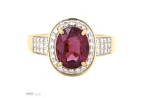 14K Yellow Gold, Rhodolite Garnet And Diamond,