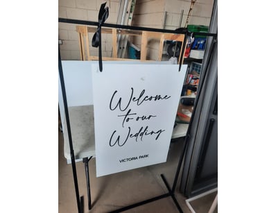 Three "welcome to our wedding" signs.

SOLD AS LOT...