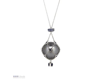 14K WHITE GOLD, BLACK CULTURED TAHITIAN PEARL AND ...