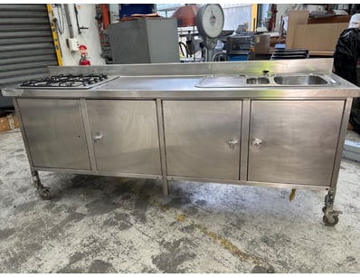 Comercial stove/wash station, stainless steel, ben...