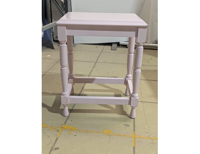Stool, timber, shiny pink finish 

Note: split i...