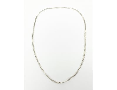 Sterling silver flat Cuban link necklace featuring...