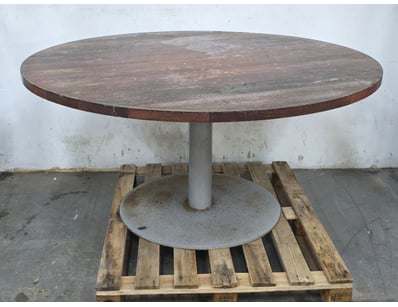 Dinning table, timber top, steel base, 155cm dia, ...