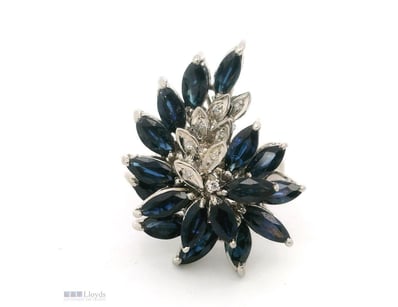 18CT WHITE GOLD,  5CT SAPPHIRE AND 0.12CT DIAMOND ...
