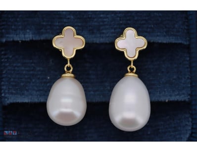SOUTH SEA PEARL EARRINGS ON 925 SILVER - WITH CERT...