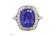 14K Rose Gold, Tanzanite And Diamond, Halo Ring.