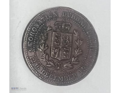 1911- CORONOATION DURBAR DELHI RARE MEDALLION SCAR...