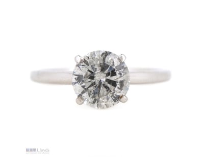 18K WHITE GOLD, 1.64CT DIAMOND, SOLITAIRE RING.   ...
